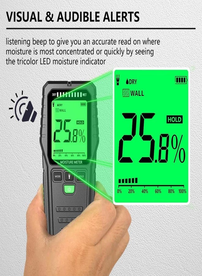 PRECISE DEEP SENSING PINLESS MOISTURE METER FOR WOOD, PLASTER WITH INDICATOR AND SOUND - Image 2